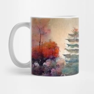 Trees in a surreal painting, pastel colors, abstract creative Mug